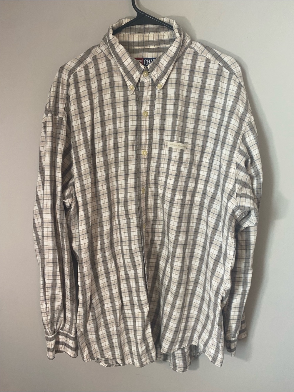 Chaps Men's Plaid Button-Down Shirt in White and Gray